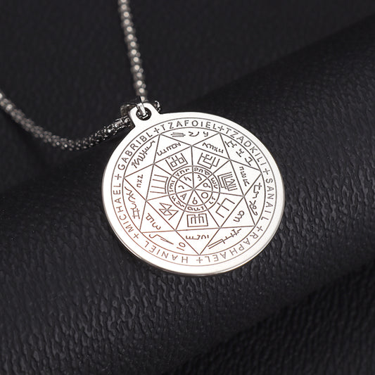 COLLAR SELLO 7 ARCANGELES PLATEADO