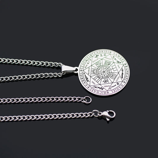 COLLAR SELLO 7 ARCANGELES PLATEADO