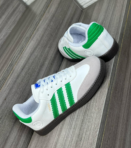 SAMBA BLANCA RALLA VERDE  SUELA BAJA
