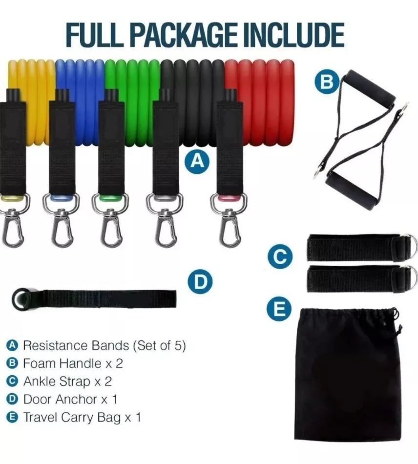 Set 11 Piezas Bandas Elasticas Tubulares