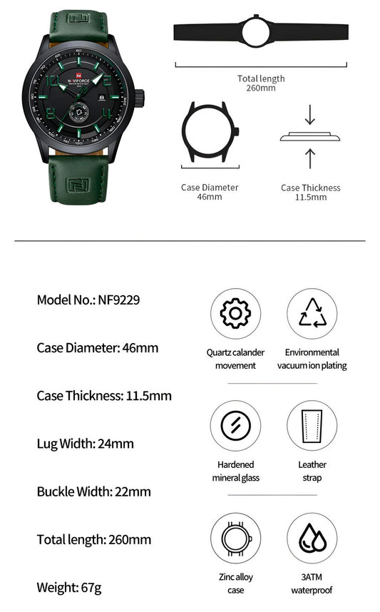 Reloj Naviforce Casual Nf9229 Cuero Homb